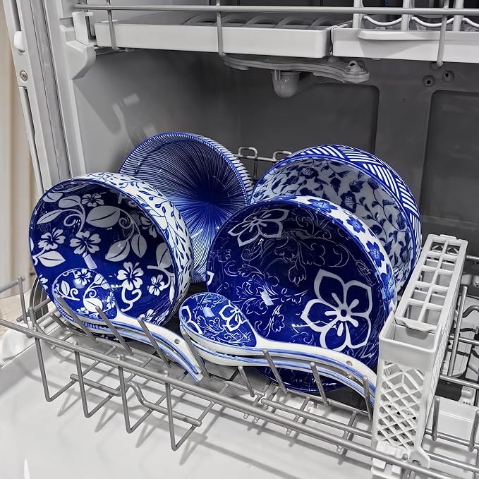 28Oz Ceramic Ramen Noodle Pho Bowl Set with Chopstick&Spoon&Gift box | Lead & Cd Free, Food Safe, Microwave/Oven/Dishwasher Safe, Matching pattern set, foam packed, ideal all-occasion gift