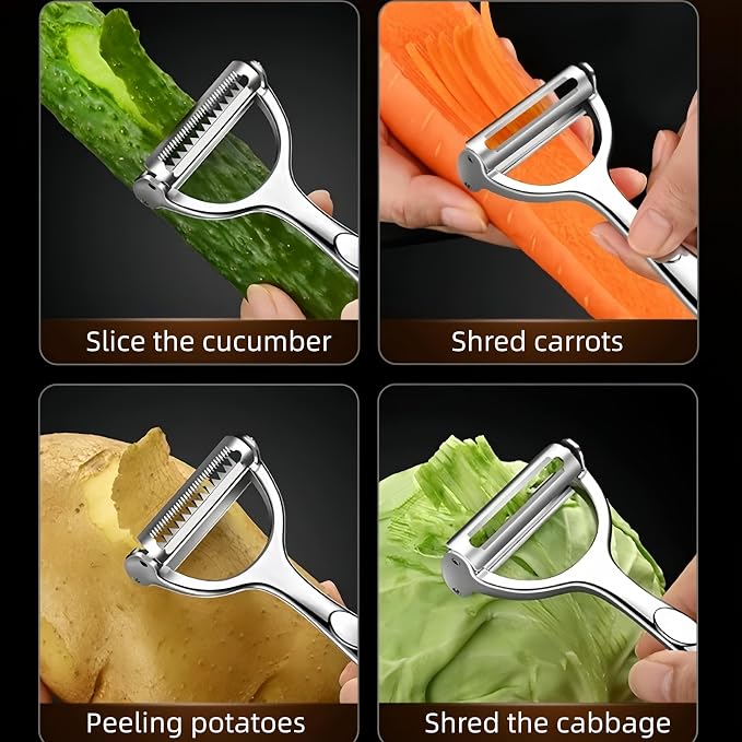 Multifunction Vegetable Peeler Julienne Peeler for Kitchen | stainless steel 2 in 1 julienne vegetable peeler for potato ，cabbage，carrot，cucumber，fruit