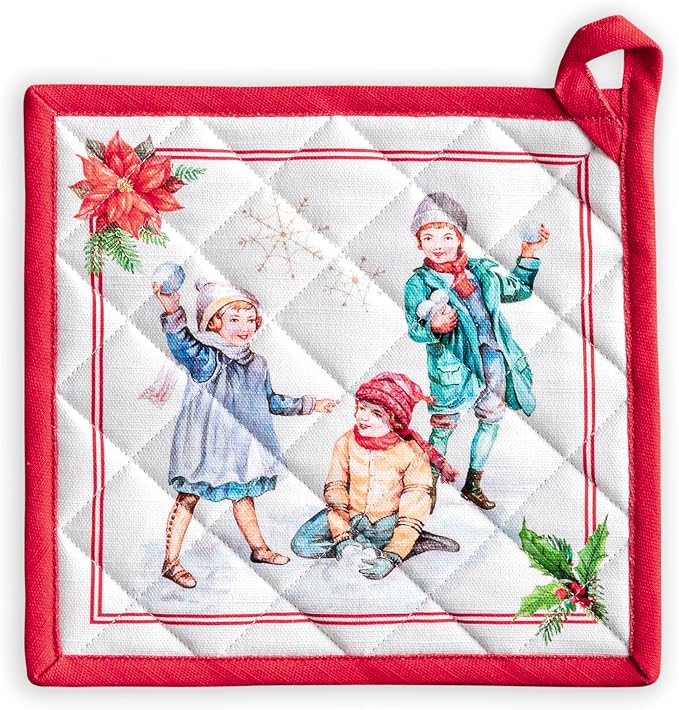 Maison d' Hermine Pot Holders 100% Cotton Potholders (8" x 8", Pack of 1) | Heat Resistant Hot Pads with Loop BBQ Cooking Baking Hotel Kitchen Handling Hot Pans Thanksgiving Christmas - Chromo