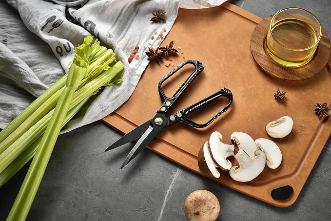 Kitchen Scissors - Heavy Duty Kitchen Shears with Stainless Steel Titanium-Coated Blades for Food, Poultry, Meat & Herbs - Sharp All Purpose Cooking Scissors Dishwasher Safe