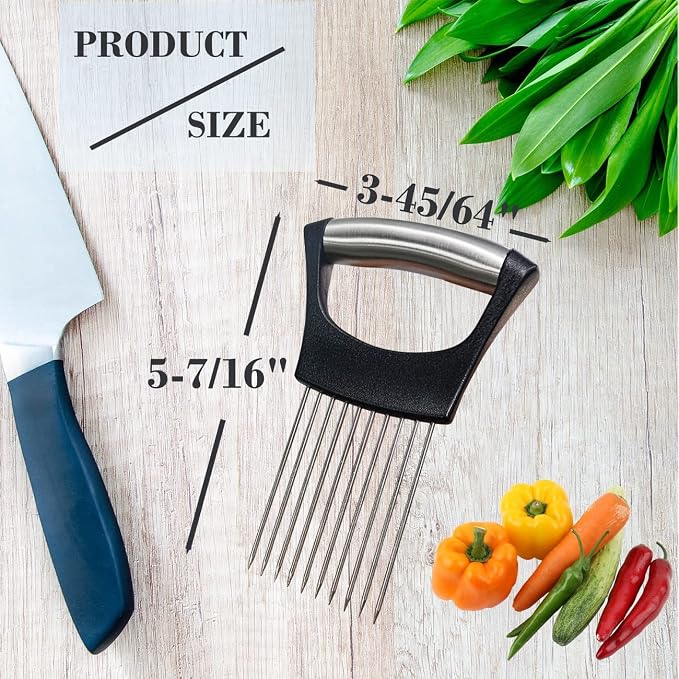 Onion Slicer Holder, Onion | Tomato | Potato | Apple | Egg Holder for Slicing, Vegetables | Fruits Slicer Holder, Meat |Beef Chopper, Multi-Purpose Kitchen Accessory, 2 Pack