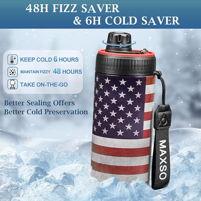 MAXSO Sealed Can Cooler Fizz Lid Can Cover for 12 oz Regular, Slim Skinny Cans & As Thermal Bottle, 4-in-1 Insulated Vacuum Stainless Steel Carbonated Cold Drink Holder - Stars