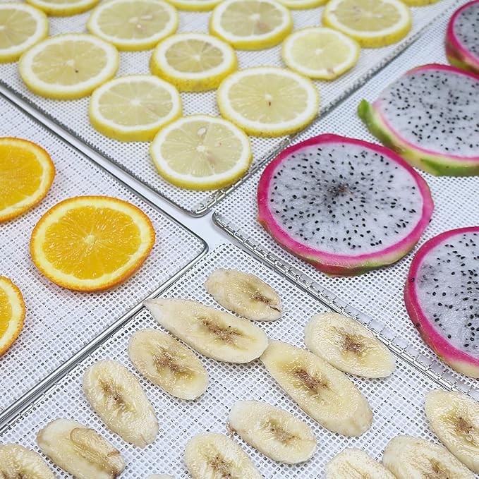 Silicone Dehydrator Sheet for Magic Mill 15 Extra-Large Trays, 15-Pack 12x13 inch Reusable Drying Tray Liners - BPA-Free Easy Clean - Healthy Snacks - Jerky Herbs Fruit
