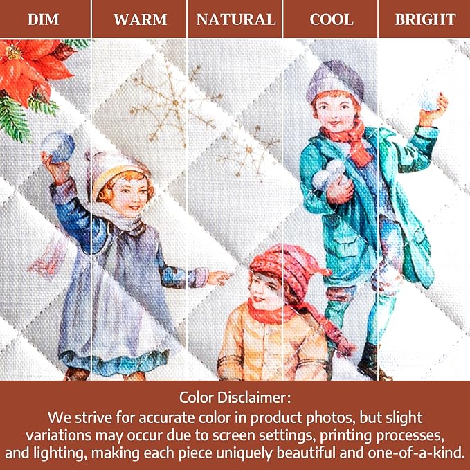 Maison d' Hermine 100% Cotton Oven Mitt & Pot Holder Set (7.5"x13" & 8"x8") | Heat Resistant BBQ Cooking Gloves with Loop Baking Grilling Kitchen Hotel Home Farmhouse Thanksgiving Christmas - Chromo