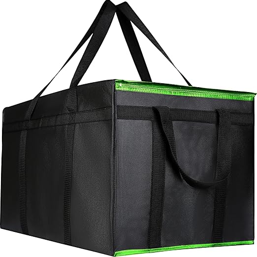 2 Pack XXXL-Large Insulated Grocery Shopping Bags, Green, Reusable Bag,Thermal Zipper,Collapsible,Tote,Cooler,Food Transport hot and Cold,for instacart,Camping,Recycled Material delivery Groceries,
