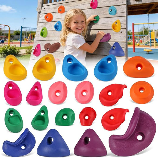 20 PCS Rock Climbing Wall for Kids,Rock Wall Climbing Holds,Adults Climbing Wall Grip Kits Holds Up to 230 lbs for Outdoor Indoor Home Playground Climbing Wall Holds