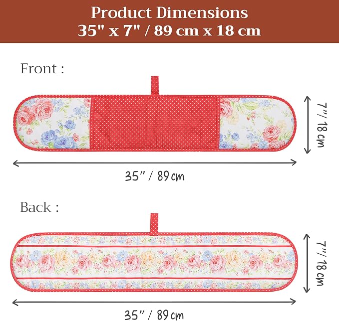 Maison d' Hermine Double Oven Mitts 100% Cotton Double Oven Glove (7"x35") | Heat Resistant BBQ Cooking Gloves with Loop Baking Grilling Kitchen Hotel Home Farmhouse Spring Summer - Vintage Floral