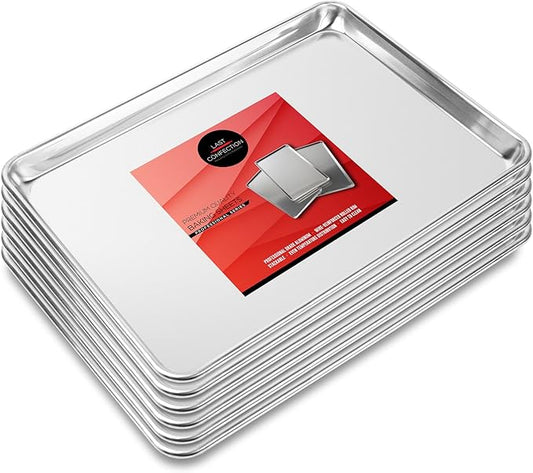 Last Confection 6 Cookie Baking Sheets 13" x 18" - Rimmed Aluminum Jelly Roll Trays - Half Sheet Pans