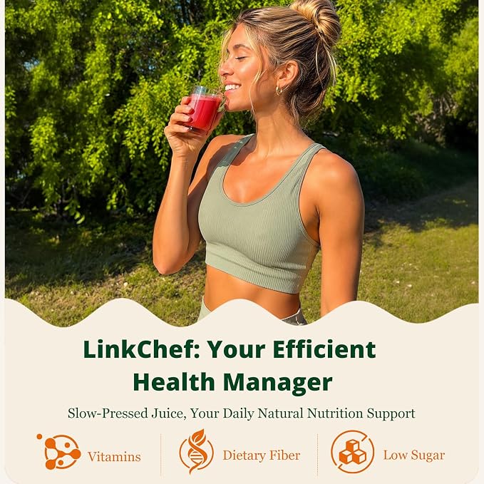 LINKChef Cold Press Juicer Machine, 4.53" Whole Fruit Slow Masticating Juicer with Auto Cutting, 200W Quiet Motor & High Juice Yield, Easy Clean Compact Juicer Extractor with Recipe Guide