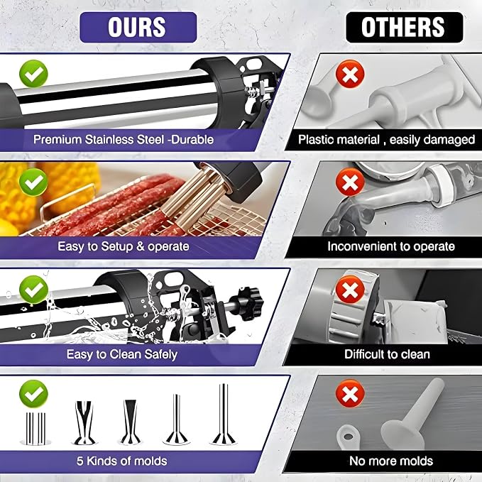 Professional Beef Jerky Gun Kits Stainless Steel Jerky Maker - Jerky Maker Jerky Cannon Meat Gun Stainless Steel Jerky Gun Large Capacity Jerky Making Kit