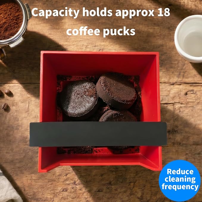 Espresso Knock Box, 5.4 in, Barista Style Espresso Grounds Knock Box, Removable Silicone Knock Rod, Silicone Non-Slip Base, Espresso Maker Accessory (White)