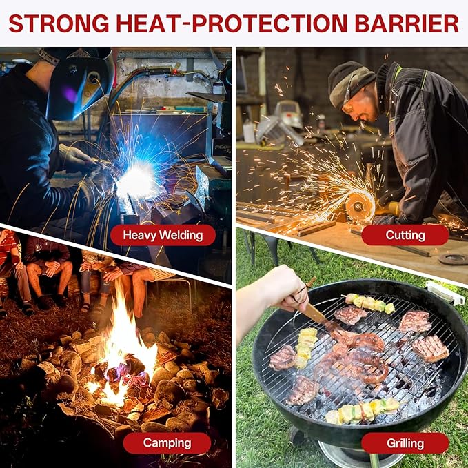 Welding Blanket Fire Resistant Large - 2 Pack 4x6ft Fiberglass Flame Retardant Fabric 1022 °F High Temp Heat Shield Blankets Insulation Mat for Soldering, Grill, Industrial, Smoker, Camping