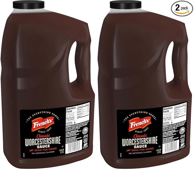 French's Worcestershire Sauce, 1 gal - One Gallon Container of Gluten-Free Worcestershire Sauce, Perfect as Meat Tenderizer, Marinades, Sauces and More (Pack of 2)