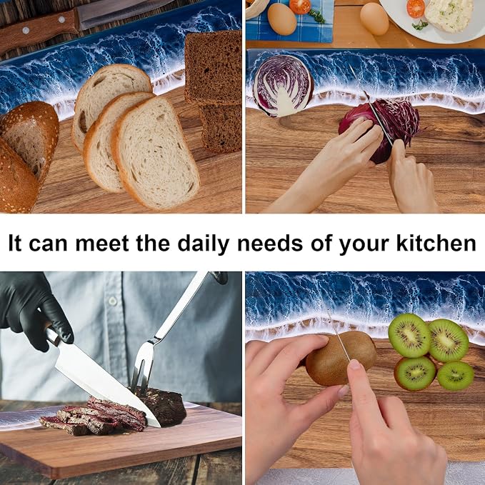 Ocean Charcuterie board: Resin Cutting Board, handmade board for Fruit Cheese and meat, Vegetable, Kitchen, Gift