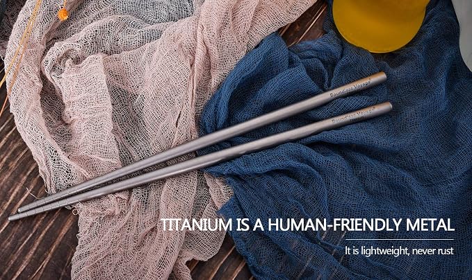 iBasingo Titanium Chopsticks Square Round Skidproof Chopsticks Outdoor Camping Cutlery Picnic Dishes Ultralight Ti1003T