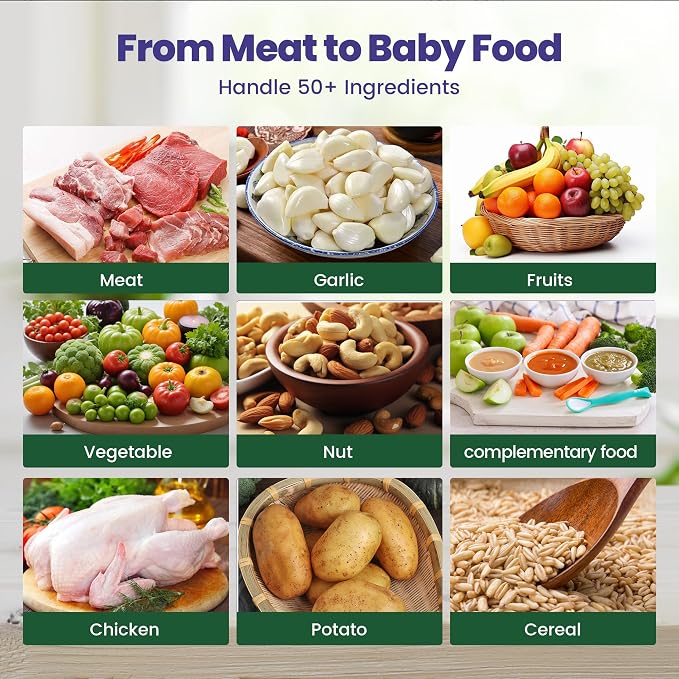 BUMET 500W Mini Chopper 2.5-Cup Glass Bowl Steel Blades | stainless steel blade and BPA free great for Small-batch chopper for meat, veggies & baby food. Compact & easy-clean.