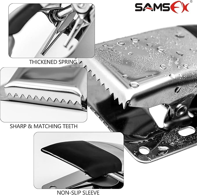 Fish Cleaning Board Tools Fillet Clamp w/Screws Deep-Jaw Fish Tail Clip Board for Scaling Table Bait (Fish Clamps with Black Grip)