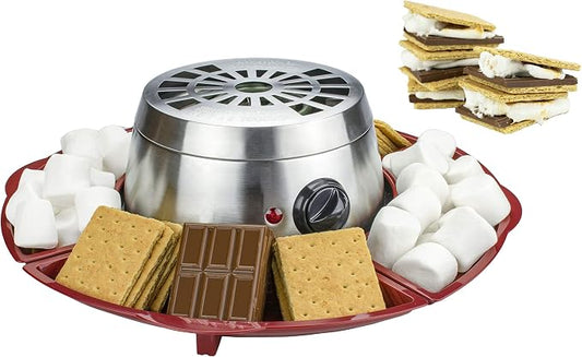 Indoor Electric Stainless Steel S’mores Maker with 4 Trays and 4 Roasting Forks