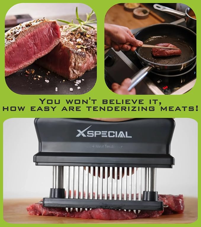 48-Blade Meat Tenderizer Tool – Stainless Steel, Detachable Design | Ultra-Sharp Needle Design Tenderizes Any Cut in Seconds – Rust-Resistant & Built to Last