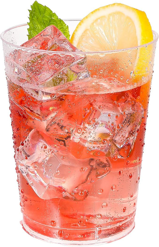 JOLLY CHEF 10 oz Clear Disposable Plastic Cups 200 Pack, Clear Plastic Cups Tumblers, Heavy duty Party Glasses, Disposable Cups for Wedding, Thanksgiving, Christmas Party