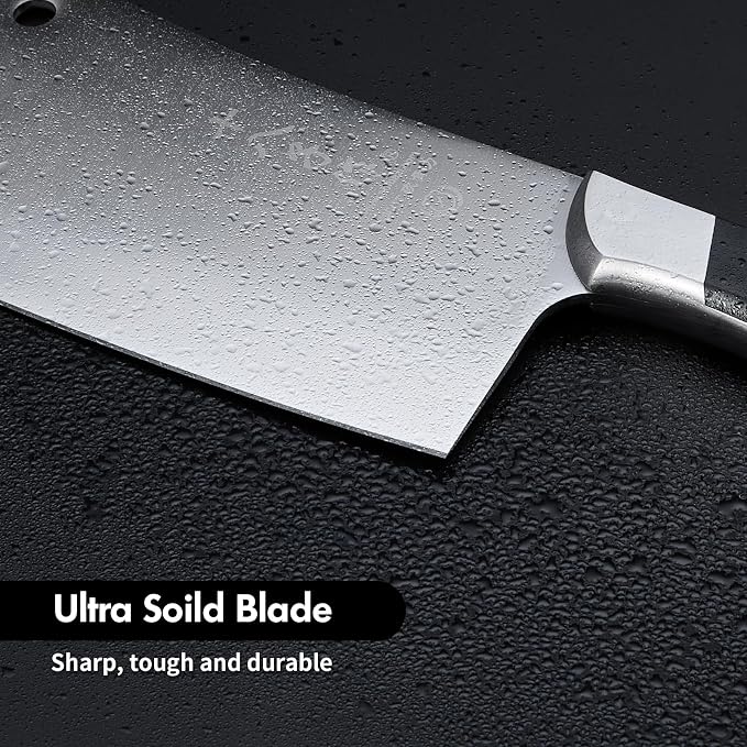 SHI BA ZI ZUO Heavy Duty Stainless Steel Bone Cleaver Knife for Home Chopping Bones