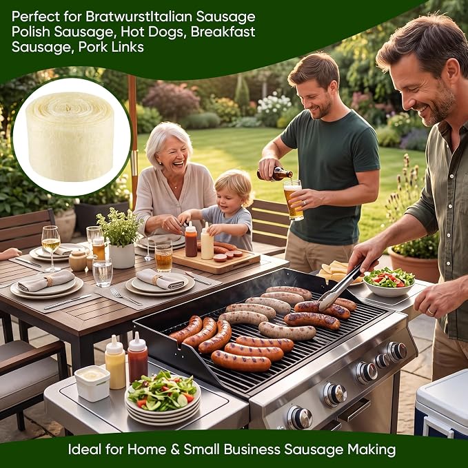 Edible Drying Natural Sausage Casing, Sausage Casings for Flavorous Homemade Sausages Ham,Breakfast Sausage,Italian Sausage,Knoblewurst,Pepperoni,Bologna Sausage and Most Sausage-8m/26ft,Φ36mm