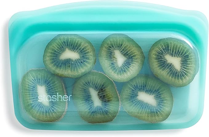 Stasher Premium Reusable Silicone Food Storage Bag, Snack, Aqua, 12 oz | Food-Safe Silicone, BPA-Free, Leak-Free, Eco-Friendly, Freezer, Microwave, Dishwasher, Oven Safe, Meal Prep, Snack Bags