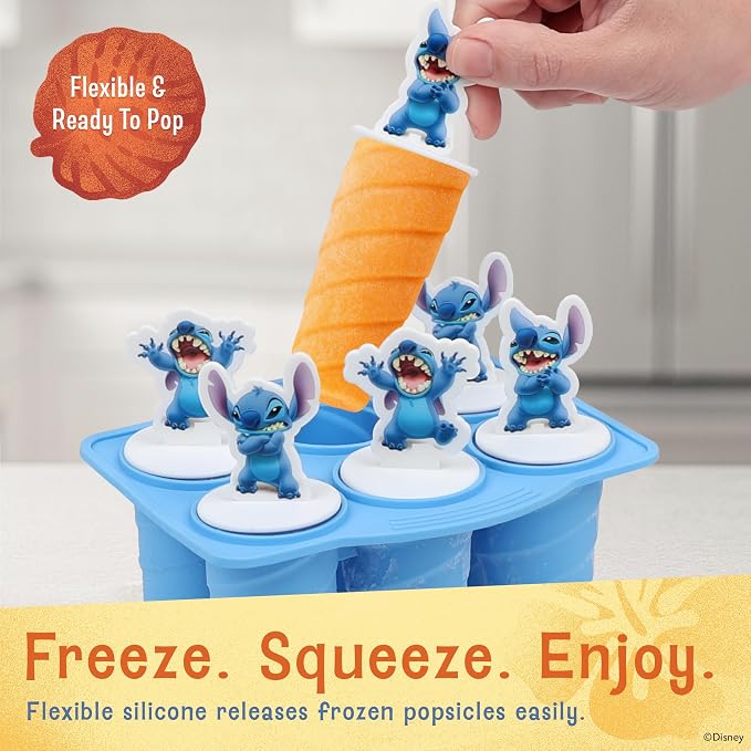 Disney Silicone Popsicle Molds – 6 Reusable Popsicles Molds Featuring Mickey & Friends or Stitch – BPA-Free Flexible Silicone Ice Pop Mold and Popsicle Maker for Frozen Treats