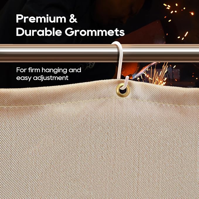 TOPDC Welding Blanket Heat Resistant 4x6 ft Heavy Duty Fiberglass Welding Blanket, 1022°F Heat Resistant Fabric Thickened Weld Cover with Grommets, Thermal Insulation Blanket for Smoker Camping Grill