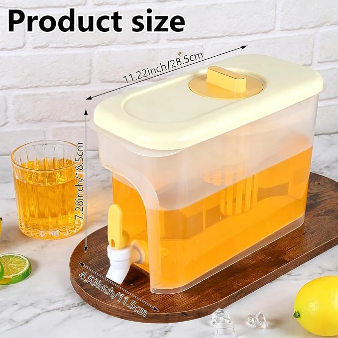 Drink Dispenser for Fridge 1 Gallon Beverage Liquid Drink Container with Spigot for Party Upgraded Gallon Water Dispenser Ice Tea Pitcher for Fridge