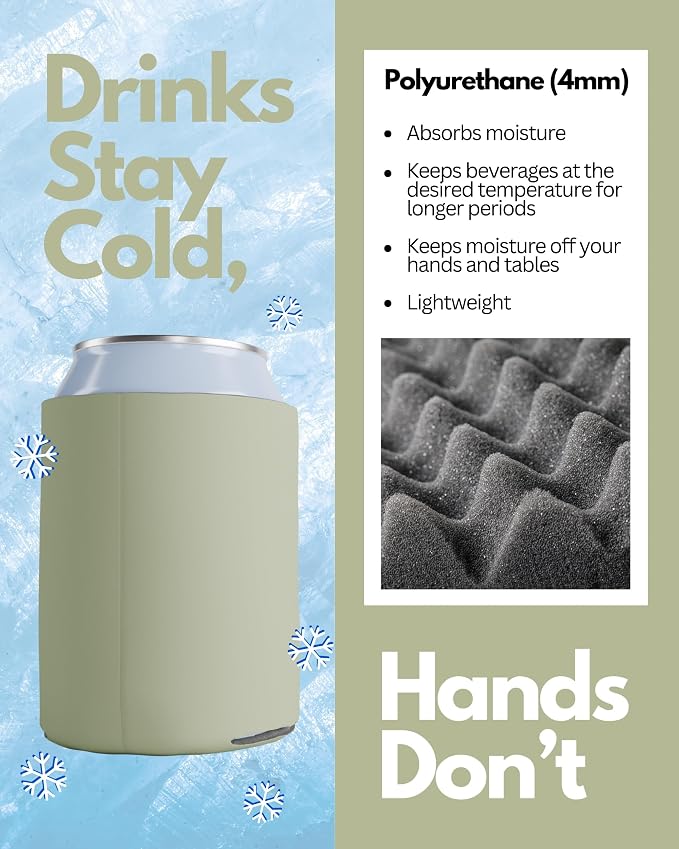 PartyPrints 200 Pack Camel Blank Can Cooler Sleeves, Customizable Bulk Insulated Foam for Beer, Collapsible Plain Drink Holder, Cold Soda Insulator, 12oz Regular, 16oz Tall Cans