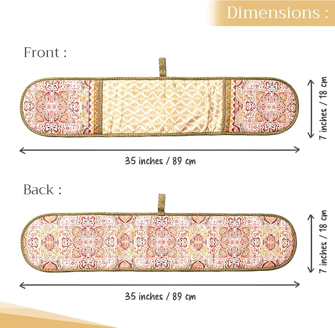 Maison d' Hermine Double Oven Mitts 100% Cotton Double Oven Glove (7"x35") | Heat Resistant BBQ Cooking Gloves with Loop Baking Kitchen Home Hotel Farmhouse Thanksgiving Christmas - Damask