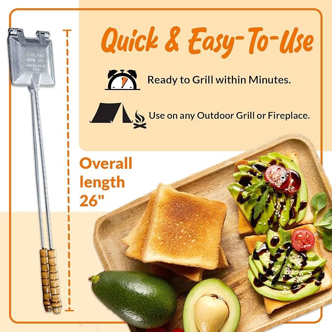 Palmer C Pie Iron for Camping, Cast Iron Sandwich Maker with Long Handle, Make Tasty Toasted Sandwiches, Mountain Pie Maker Cast Iron, Campfire Pie Irons for Camping, Premium Campfire Sandwich Maker