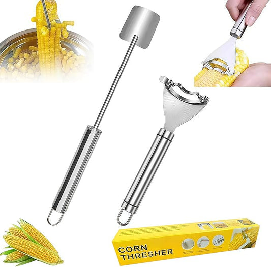 2 Pcs Corn Peeler Corn on the Cob Stripper Tool 304 Stainless Steel Corn Thresher with Ergonomic Handle Easy to Use Corn Peeler for Corn on the Cob Safe Durable Kitchen Tools