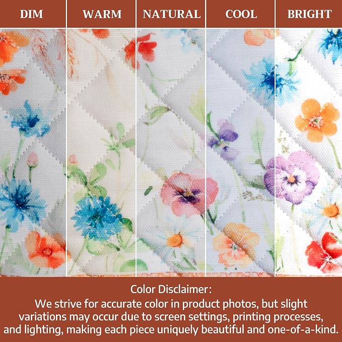 Maison d' Hermine 100% Cotton Oven Mitt & Pot Holder Set (7.5"x13" & 8"x8") | Heat Resistant BBQ Cooking Gloves with Loop Baking Grilling Kitchen Hotel Home Farmhouse Spring Summer - Summer Whisper