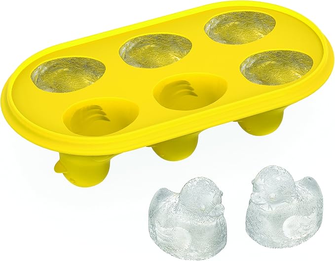 TrueZoo Quack the Ice Duck Ice Cube Tray, Easy Release Silicone Mold for Whiskey, Cocktails, Iced Tea, Jello Shots, Chocolates, Frozen Treats, Novelty Kitchen & Home Bar Gifts, Set of 1, Yellow