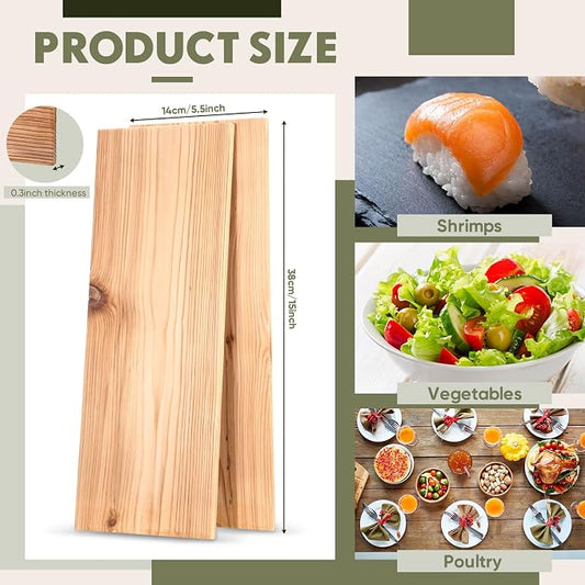 Landical 3/6/10/13/20 Pcs XL XXL Large Cedar Plank for Grilling Salmon Thicker Design Full Filet of Meat Fish Veggies Adding Extra Smoke and Flavor Soaking Fast Easy to Use(20 Pcs,15 x 5.5 Inches)
