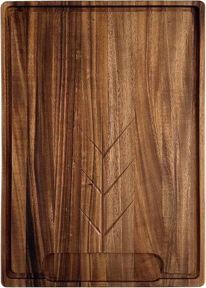 Ironwood Gourmet Osterbotten Rectangular Carving Board, 20" x 14" Acacia Wood Cutting Board With Juice Groove