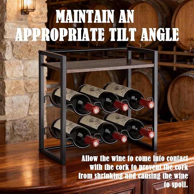 Double-tier wine rack. Tabletop wine rack. It adopts vinyl coating process to prevent scratches. It is an ideal storage rack for red wine and champagne. It is also an excellent gift for wine lovers
