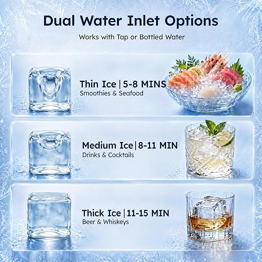 Mojgar Commercial Ice Maker Machine, 150Lbs/24H with 50Lbs Storage Bin | 45 Cubes in 5–15 Mins for Home Bar, Self-Cleaning, Stainless Steel, Built-in or Freestanding, Under Counter Ice Machine
