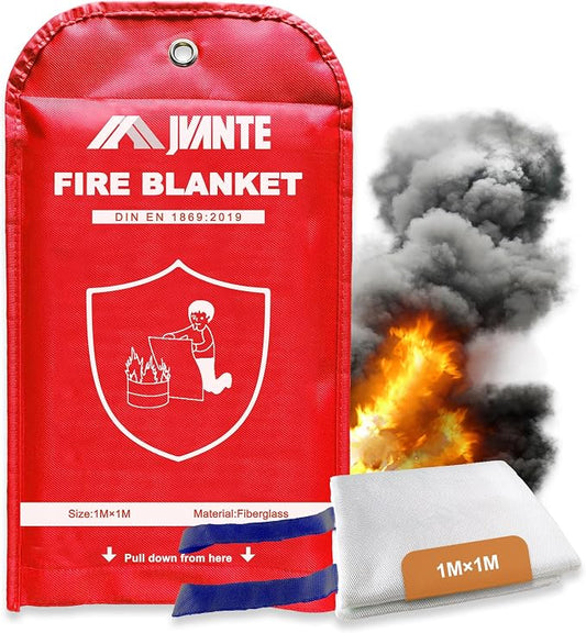 Emergency Fire Blanket for Home and Kitchen - 40"x40" Flame Suppression Fiberglass Fire Blankets for House Camping Car Office Warehouse Emergency Survival Safety（1m-1pack）