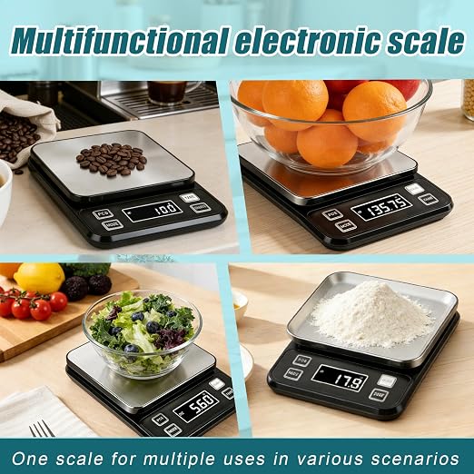 Kitchen Scale 11lb, Waterproof Digital Food Scale with Type-C Charging & Batteries, High Precision Gram and Ounces Scale, 304 Stainless Steel for Weight Cooking, Baking