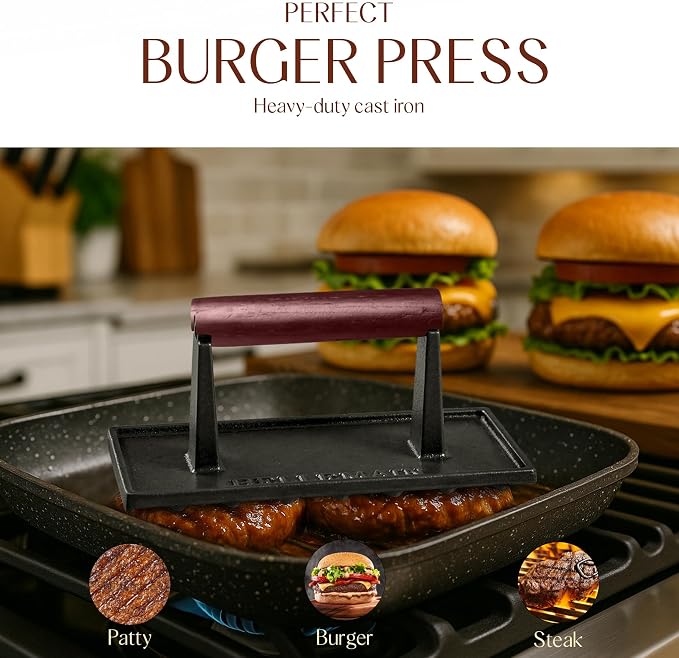 Bellemain Smash Burger Press, Grill Press, Bacon Press - Rectangle