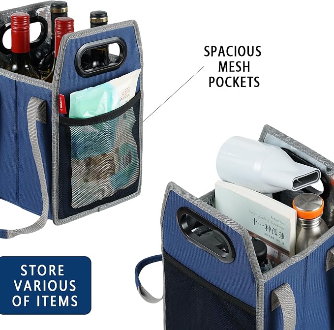 Collapsible 4 Bottle Storage Box Reusable Portable Wine Carrier Case for Tote Bag Moving, Vacation Bottle Caddy Grocery Shopping Accessory