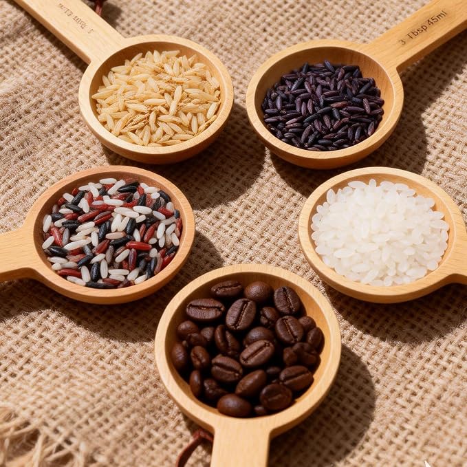 45ml Wood Measuring Spoon and Scoop Wooden Tablespoon 45ml Measuring Scoop 3 TBSP Retro Coffee Spoons for Dry Ingredients Ground Tea Spice (Wood Color, 3TBSP)