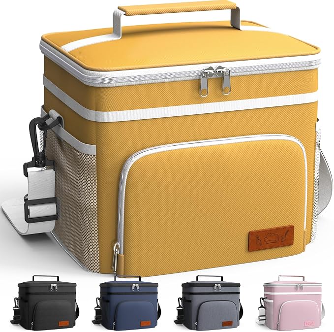 HOTOR Insulated Lunch Box Men Women Leak-Proof Cooler Lunch Bag 9L | 4 Pockets, Adjustable Strap, Ideal for Work, Picnic, Travel, Camping, Gift