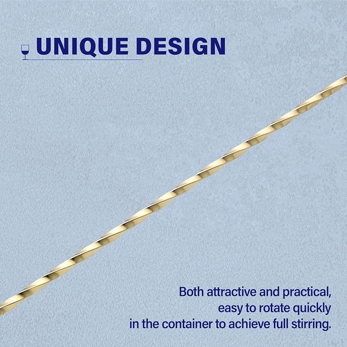 2 Pcs 12 Inches Bar Spoon, Long Handle Mixing Stirrers for Drink, Briout Stainless Steel Bar Cocktail Shaker Spoon, Gold