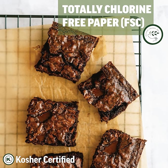 Zenlogy 8x8 Parchment Squares (200 sheets) - Unbleached, Non-stick, Pre-cut Parchment Paper - Fits 8x8 Brownie Square Pans and Toaster Oven Trays, and Air Fryer - Great for Wraps, Baking, Roasting