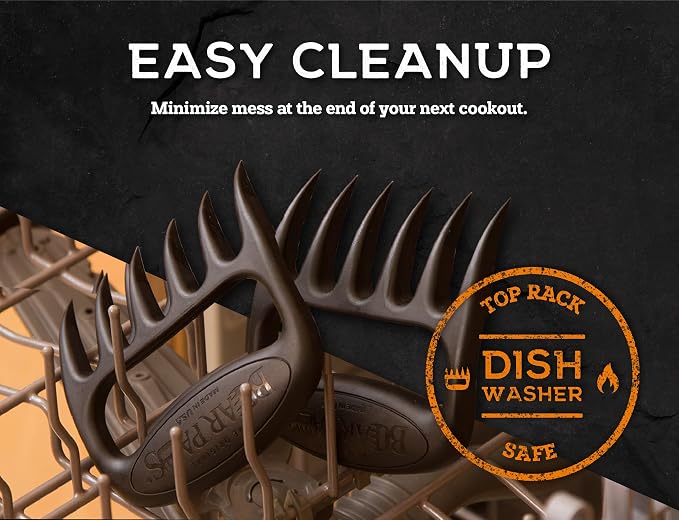 The Original Bear Paw Meat Shredder - Claws for Shredding Pork, Chicken & Any Meat (Black) | Shredder Claws for Pulled Pork, USA Made - Easily Lift, Shred, Pull and Serve Pork, Chicken, Brisket and Turkey
