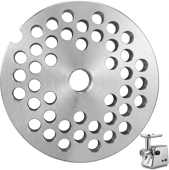 #12 Meat Grinder Plate for LEM, Hobart, Cabelas, Weston – 6mm Hole Plate, 2.75" Heavy Duty Stainless Steel Replacement Disc for Standard #12 Grinders